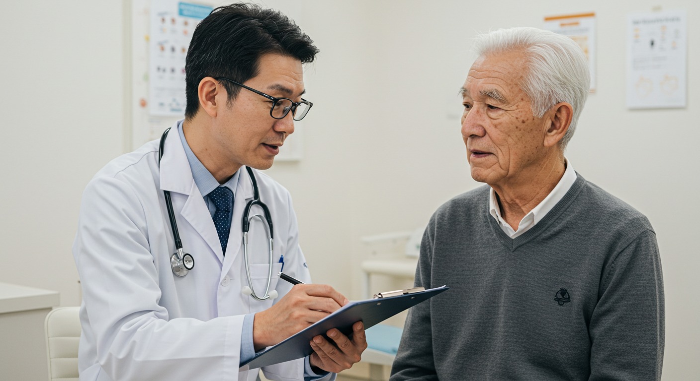 Doctor evaluating memory in a patient with Alzheimer's disease