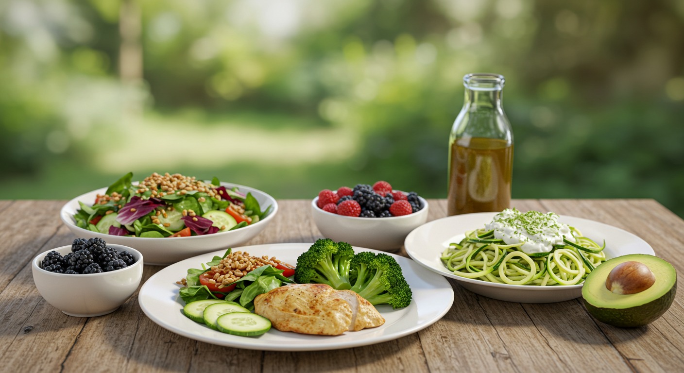 An image representing cholesterol and heart health with a focus on statins and low-carb diets.