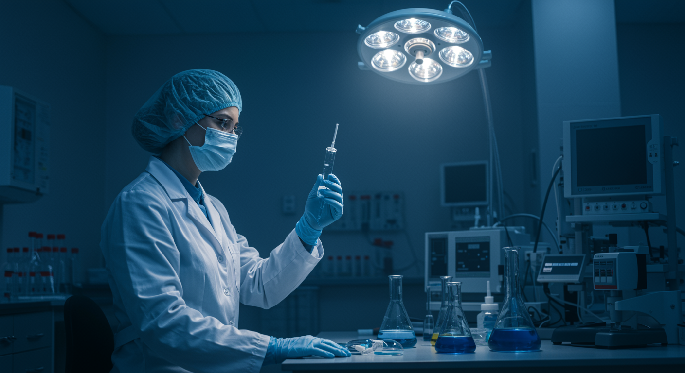 Medical research laboratory with soft lighting