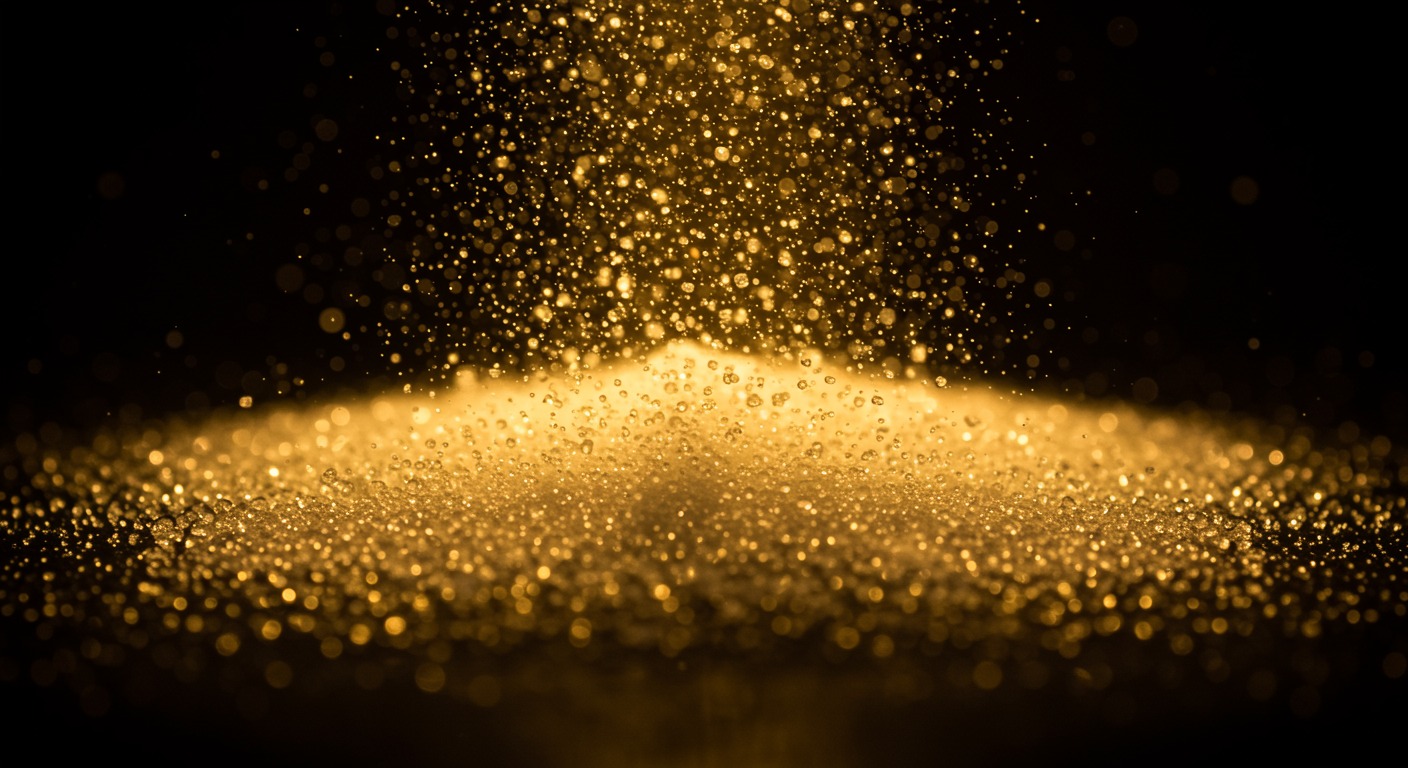 Sugar crystals dissolving in warm golden light