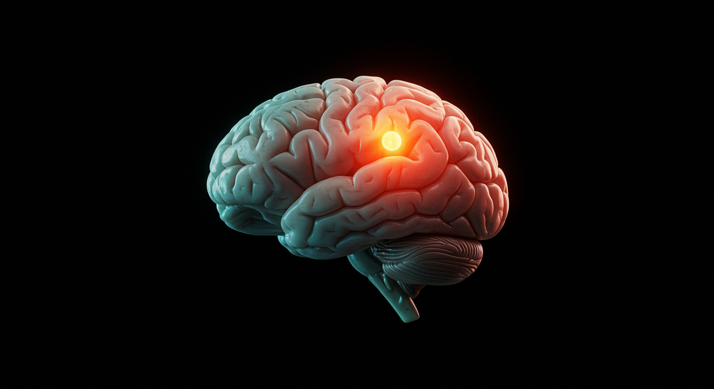 Brain with visual cortex highlighted and natural lighting