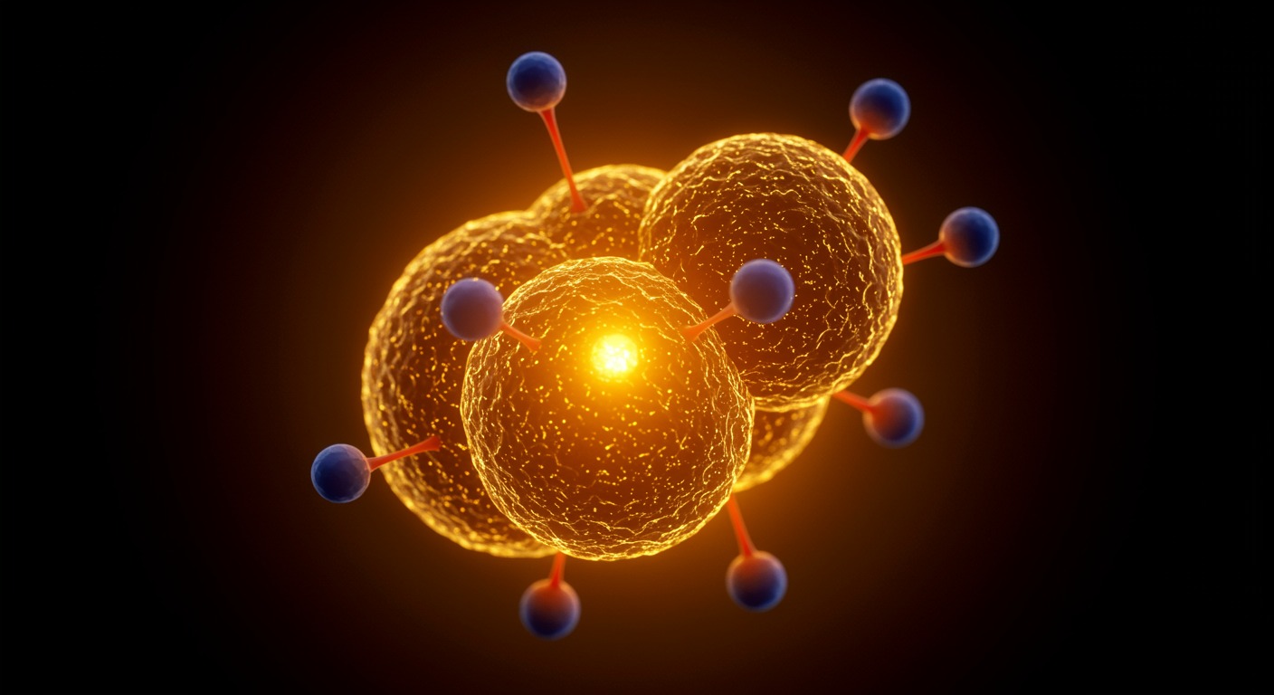 NAD molecule glowing in warm golden light