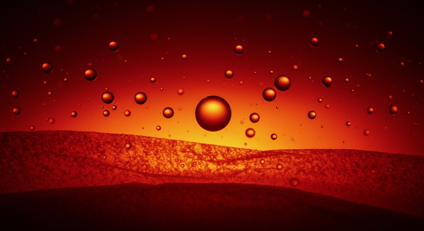 Oxygen molecules flowing through warm red tissue