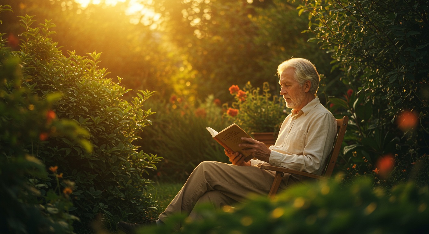 Curious person working on a puzzle in a bright sunlit room with warm cozy atmosphere
