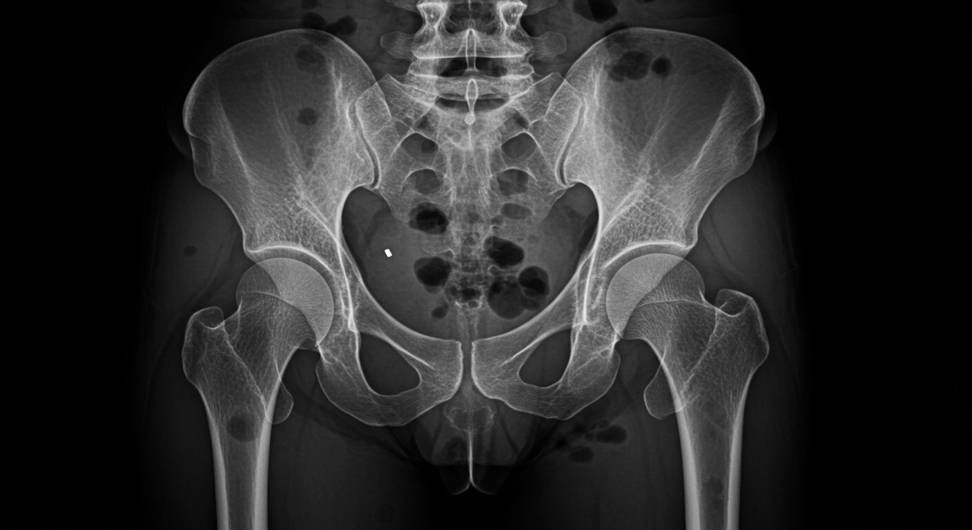 Bone scan showing decreased density in spine due to long-term warfarin